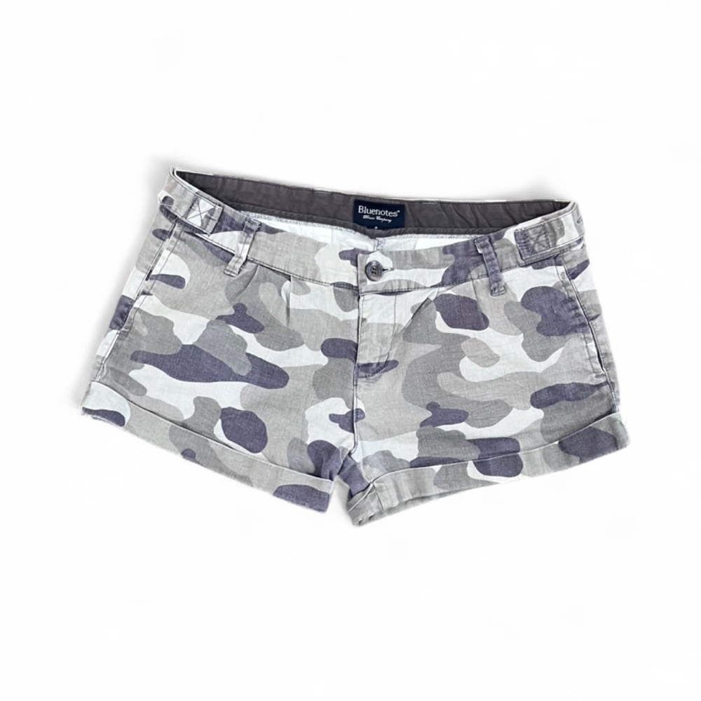 Bluenotes Low Waist Women's Gray Camo Cotton Micro Shorts